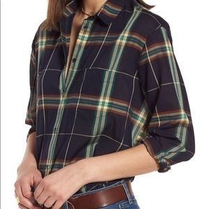 Madewell Plaid Cotton Collared Button Up